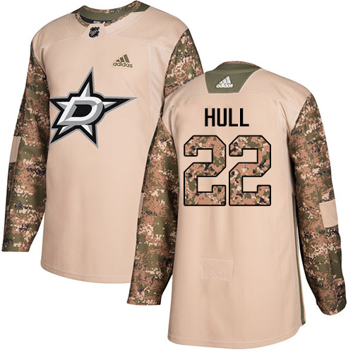Adidas Stars #22 Brett Hull Camo Authentic Veterans Day Stitched NHL Jersey